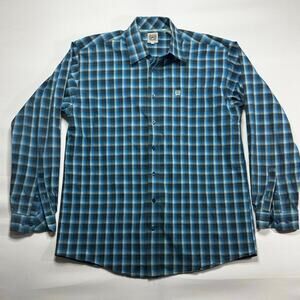 Cinch Men's Long Sleeve Blue Plaid Button Up Western Shirt - Size M